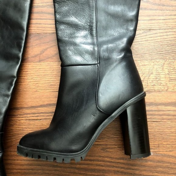 Zara Black Knee High Boots - Picture 3 of 10
